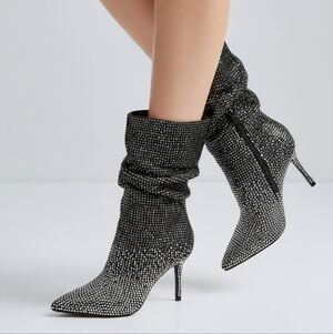 Thalia Sodi Black and Silver Heeled Boots